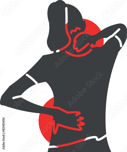 Young woman experiencing back and neck pain