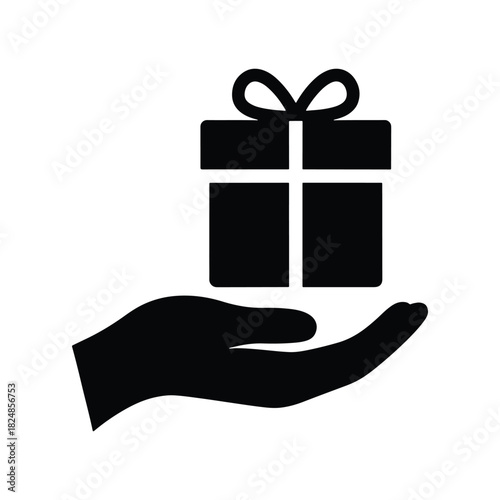 Hand Holding Gift Box Silhouette Design