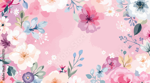 Pink floral pattern background with abstract seamless spring flower vector illustration design