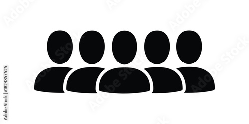 Multiple People Standing in Row Silhouette Design