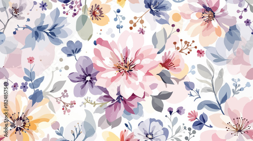Flower all over print digital floral bright colours 