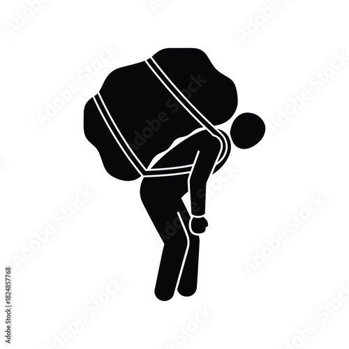 Person Carrying Load on Back Silhouette