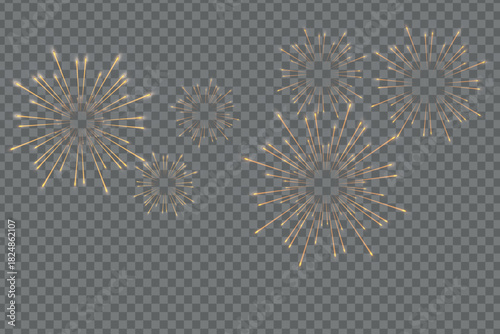 Festive fireworks, colorful fireworks, transparent background, vector design.