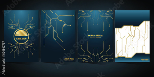 Modern technology abstract circuit board line art background collection design