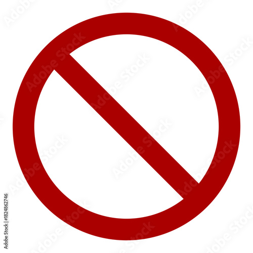 Red No Sign or General Prohibition Circle-Backslash Symbol Icon. Vector Image.