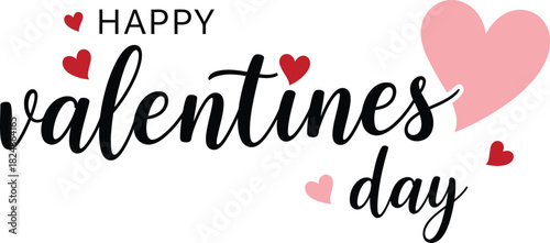 Elegant happy valentines day script with hearts for greeting cards and designs