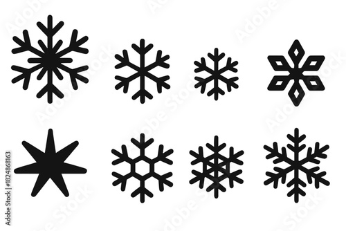 Snowflake Icon Array. Snowflake Art. Filled icon set of Snowflake Art: snowflake large, snowflake medium,