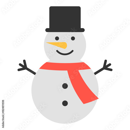 christmas snowman color flat icon