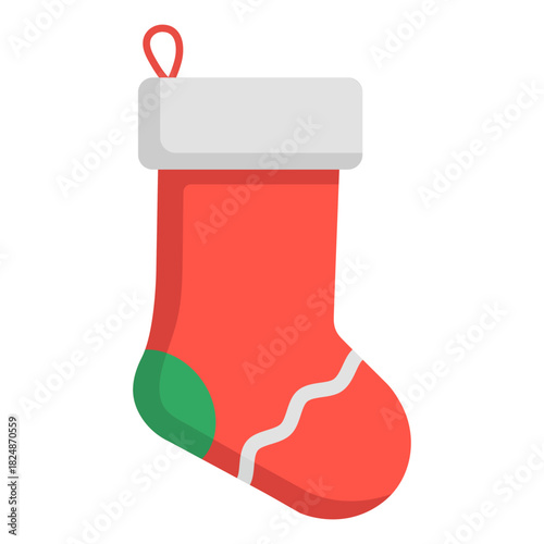 christmas sock flat color icon