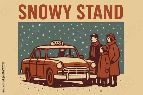 Retro Winter Wonderland. Snowy Stand — Retro Poster (alt): condensed sans-serif; centered composition with