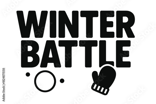 Winter Battle Typography. Winter Battle — Bold Block Lettering: thick uppercase sans-serif with rounded edges;
