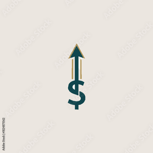 Dollar sign with an upward-pointing arrow indicating financial growth and economic progress