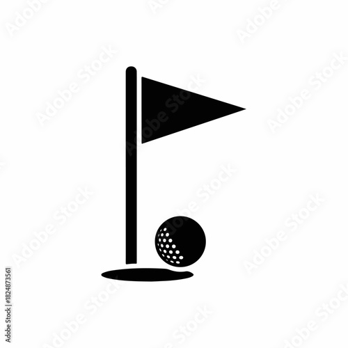 Golf Ball and Flag Icon - Minimalist Symbol of the Sport