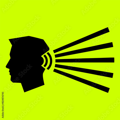 Silhouette of head emitting sound waves, concept of communication