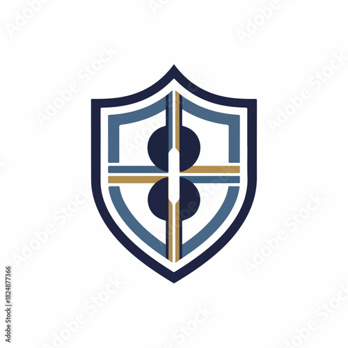 Elegant shield emblem with a minimalist geometric design symbolizing security, finance, and protection in a modern aesthetic