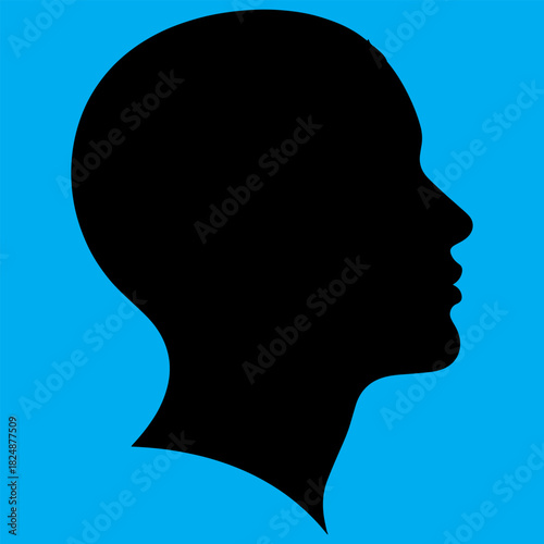 Silhouette profile of a person's head on a blue background