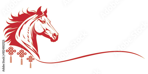 vector image of a chinese horse shio