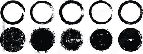 Distressed oval stamp collection grunge textured frames for creative design projects