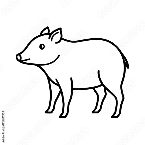 Peccary Outline Vector Illustration