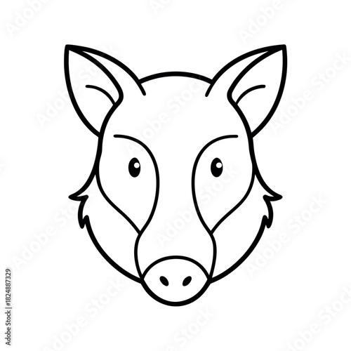 Peccary Head Outline Vector Illustration