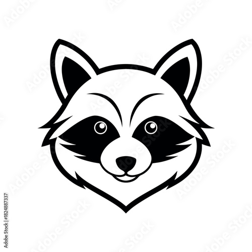 Raccoon Head North America Outline Vector Illustration