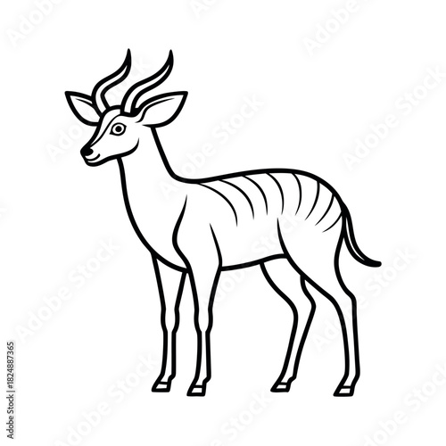 Sitatunga Outline Vector Illustration