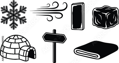 Winter and cold weather icons vector set