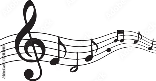 Dynamic and elegant musical notation design on a clean background