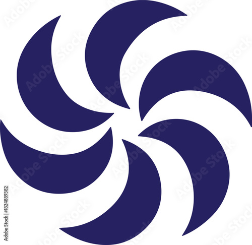 Abstract circular emblem design with geometric elements and vibrant color palette