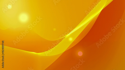 A digital artwork featuring a vibrant abstract design with swirling lines and shapes in shades of yellow and orange with a few small white dots scattered throughout