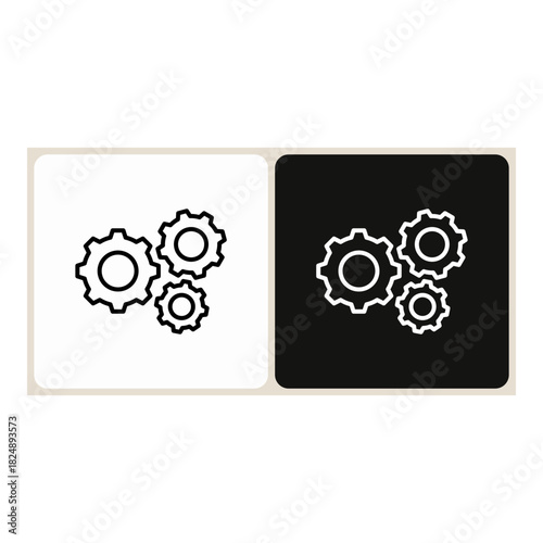 Process  icon in simple outline style, shown in black on white and white on dark.