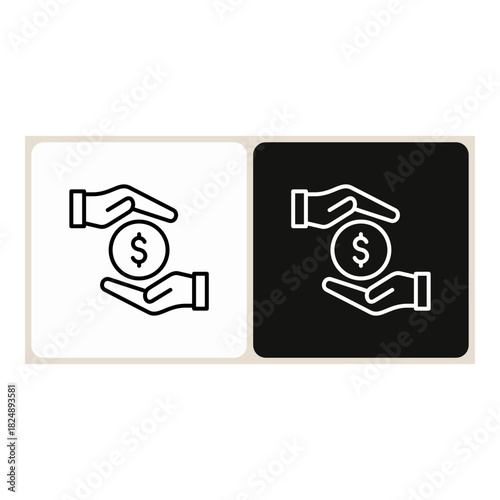 Payment  icon in simple outline style, shown in black on white and white on dark.