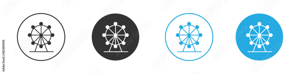 Fototapeta premium Ferris wheel icons logo vector EPS 10, flat vector illustrations