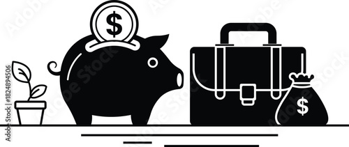 Financial growth strategy showing savings, long-term investment, business planning, and wealth accumulation.