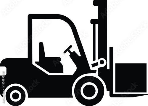 Forklift Truck Silhouette Icon Industrial Warehouse Material Handling Vector