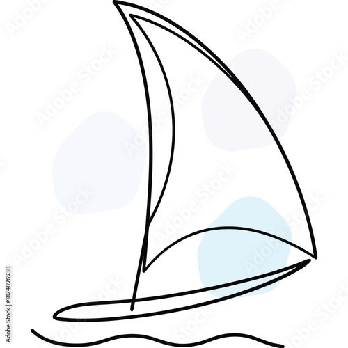 Minimalist sailboat drawing on water