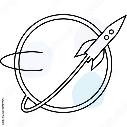Simple rocket and planet in space