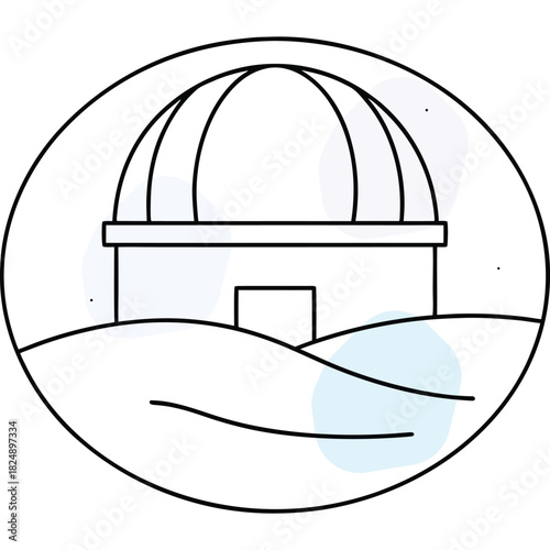 Modern Line Art Observatory Icon for Astronomy Science and Space Research