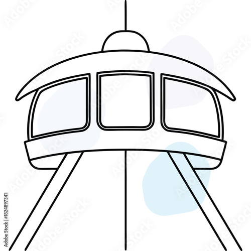 Futuristic Control Tower Building Icon with Modern Lineart Design