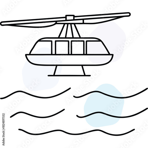 Clean Vector Cablecar Icon: Modern Lineart Design for Travel and Recreation