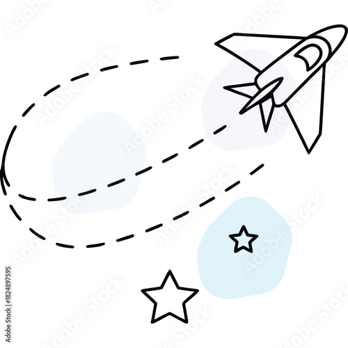 Minimalist Airplane Travel Journey Icon with Dotted Flight Path