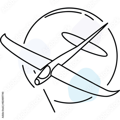 Minimalist Glider Sailplane Aircraft Line Art Icon for Aviation Design