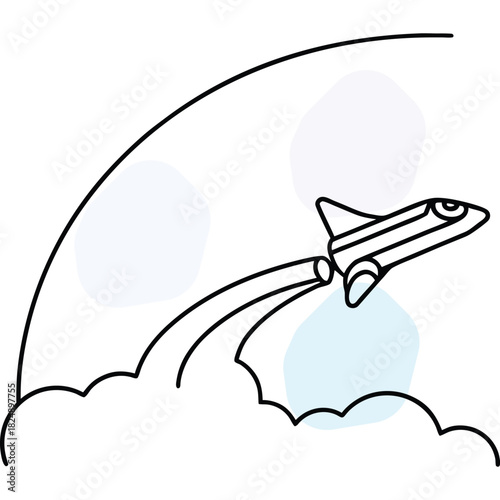 Minimalist Rocket Launch Graphic Symbolizing Space Flight and Future Growth