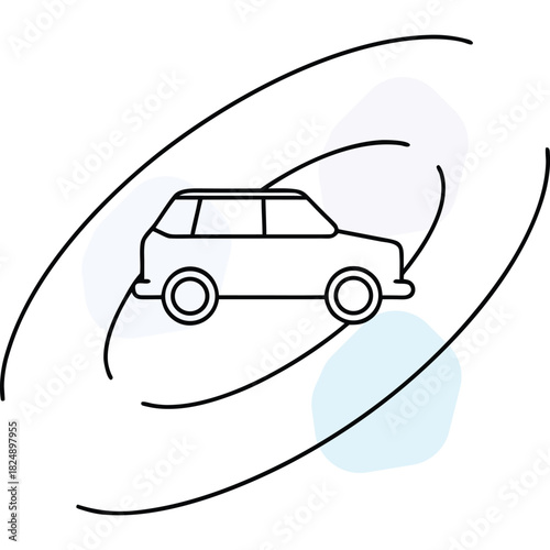 Sleek Lineart Car Vehicle Icon for Digital Transport and Mobility Solutions