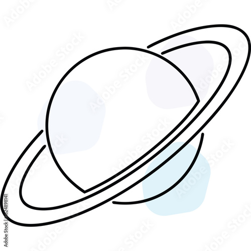 Minimalist Saturn Planet Icon Illustrates Space and Universe Exploration