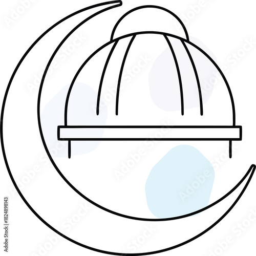 Simple Islamic Crescent Moon Dome Icon for Ramadan and Eid Mubarak