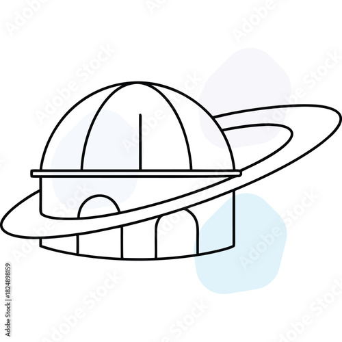 Minimal Planet Observatory Icon for Science and Universe Research