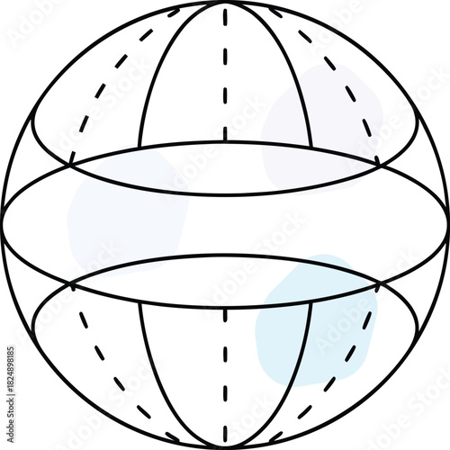 Abstract Digital Wireframe Sphere Depicting Global Network and Geometric Grid