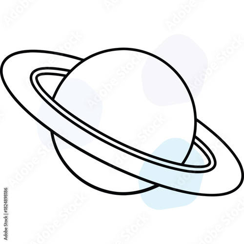 Modern Vector Outline of a Ringed Planet Illustrating Space and Cosmos