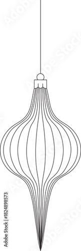 Isolated Christmas globe vector icon; Hanging ornament bauble decoration element; Minimalist holiday festival symbol design.